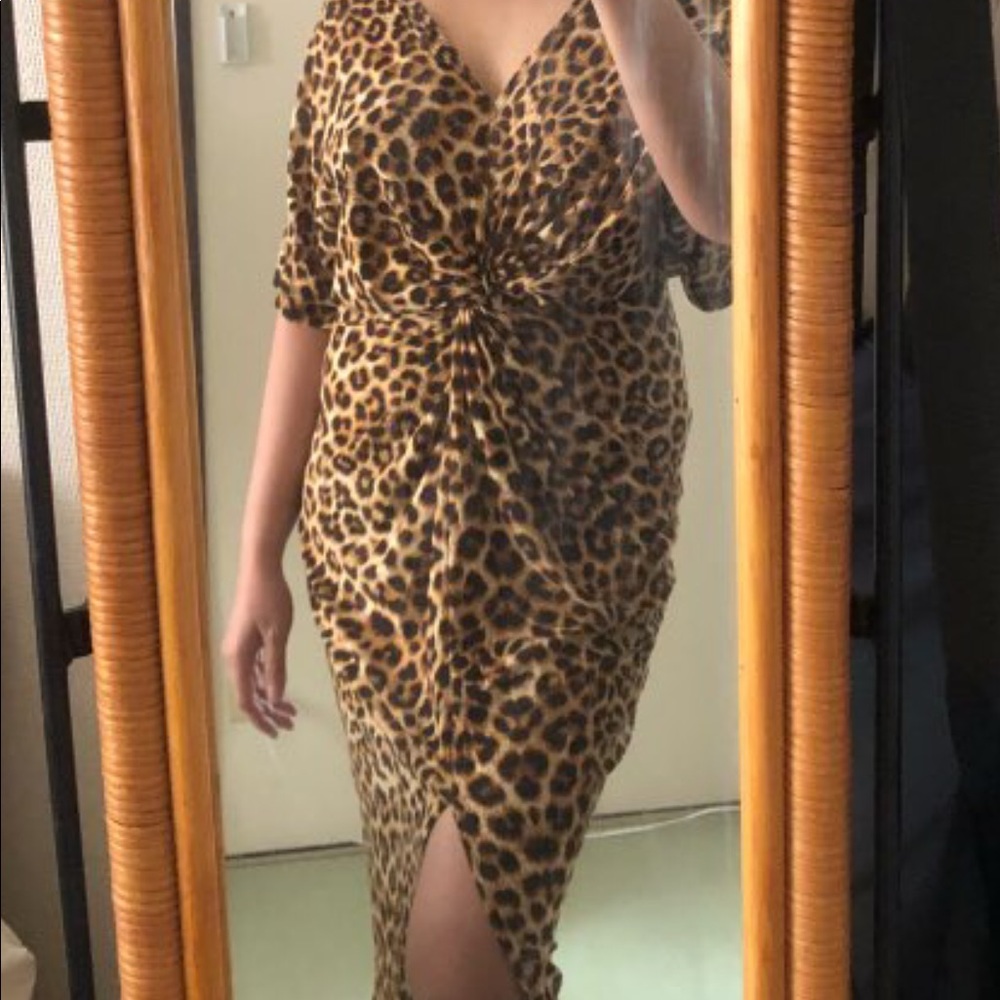 1LEFT! Trendy Leopard Twist Front Dress - Picture 7 of 8